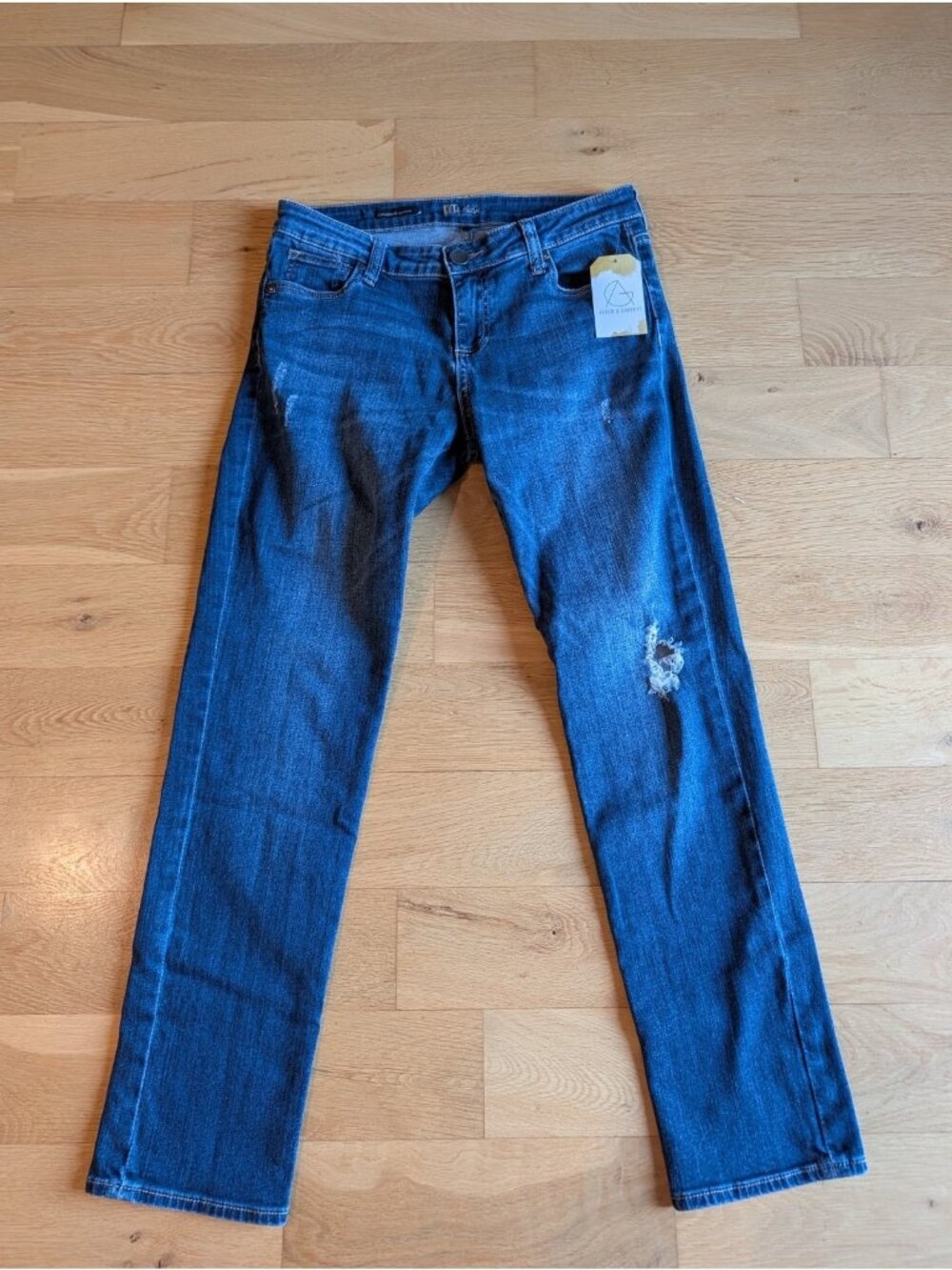 Kut From The Kloth Medium Wash Distressed Catherine Boyfriend Jeans, Size 6